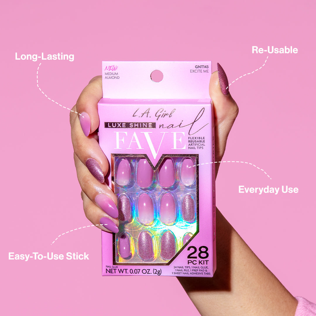 Luxe Shine Nail Fave Artificial Nail Tips-Excite Me -28 Pc Kit