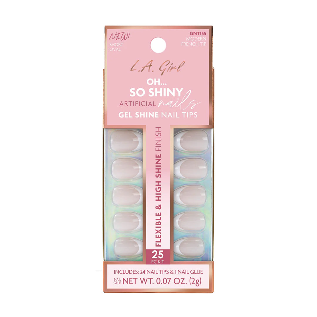 Oh So Shiny Artificial Nail Tips-Modern French Tip -25Pc Kit